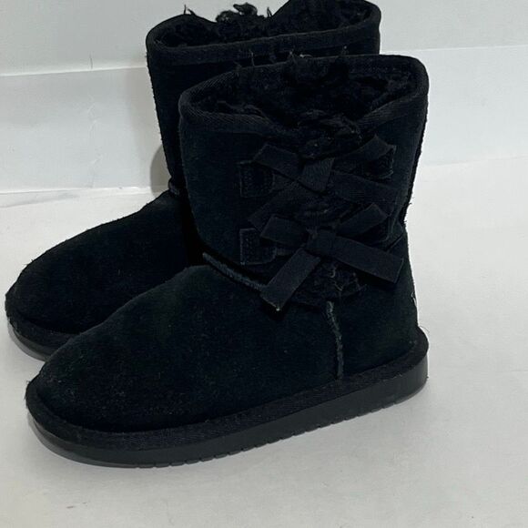Koolaburra by UGG Girls Black Victoria Short Suede Faux Fur Winter Boots Size 10 - Picture 1 of 10